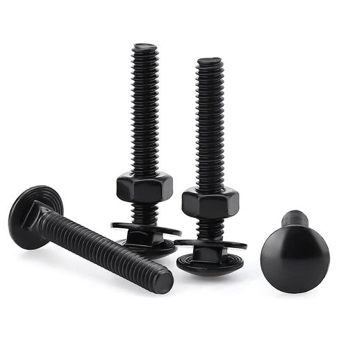 20 Sets 1/4-20 x 1-3/4" Black Carriage Bolts Screws and Hex Nuts & Flat Washers, 304 Stainless Steel 18-8, Round Head Square Neck, Full Thread Coverage in Saudi Arabia