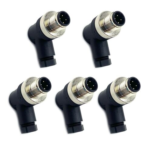 5 قطع M12 4 دبوس موصل ذكر، IP67 مقاوم للماء رمز D موصل دائري صناعي مجال تجميع محول قابل للسلك غير محمي مستشعر نوع الزاوية اليمنى لكابل PG7 250 فولت 4 أمبير in Kuwait