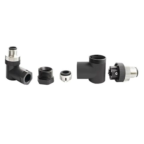 5 قطع M12 4 دبوس موصل ذكر، IP67 مقاوم للماء رمز D موصل دائري صناعي مجال تجميع محول قابل للسلك غير محمي مستشعر نوع الزاوية اليمنى لكابل PG7 250 فولت 4 أمبير in Kuwait