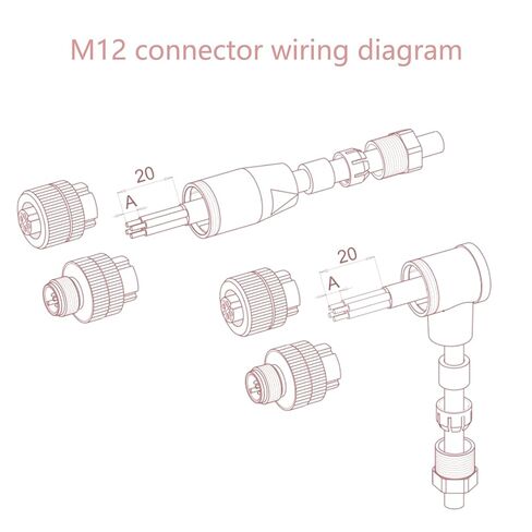 5 قطع M12 4 دبوس موصل ذكر، IP67 مقاوم للماء رمز D موصل دائري صناعي مجال تجميع محول قابل للسلك غير محمي مستشعر نوع الزاوية اليمنى لكابل PG7 250 فولت 4 أمبير in Kuwait