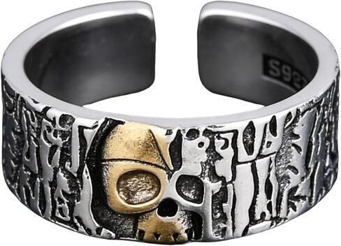 Adjustable S925 Sterling Silver Ring for Men–Vintage design, Gift for Him, Dad, Son, Boyfriend, Hand-Engraved Celtic Knot (Cyber Music) in Saudi Arabia