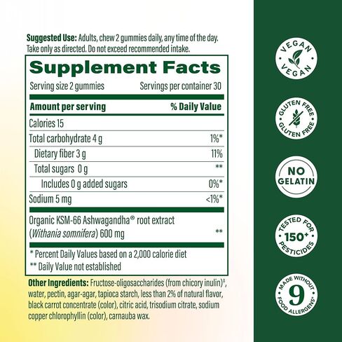 MegaFood Zero Sugar Ashwagandha Gummies - with Clinically Studied Ashwagandha KSM 66 - Cortisol Reducer & Stress Support - Mixed Berry Flavor, No Gelatin, Vegan - 60 Gummy Vitamins, 30 Servings in Saudi Arabia
