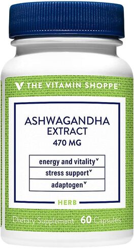 The Vitamin Shoppe Ashwagandha 470MG - Stress Support, Energy & Adaptogenic Wellness, Root Extract (120 Capsules) in Saudi Arabia