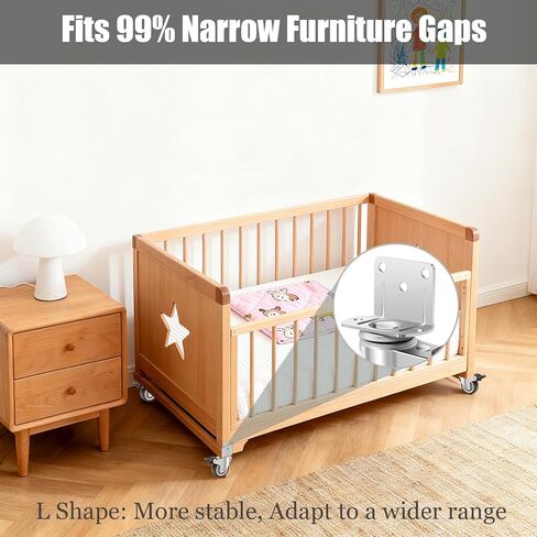 عجلات تثبيت جانبية مقاس 2 بوصة، عجلات مطاطية دوارة صغيرة على شكل حرف L، مجموعة من 4 قطع، مع مكابح، سعة 550 رطلًا، هادئة بدون خدش للأثاث وسرير الأطفال وطاولة خزانة المطبخ ومشاريع DIY in Kuwait