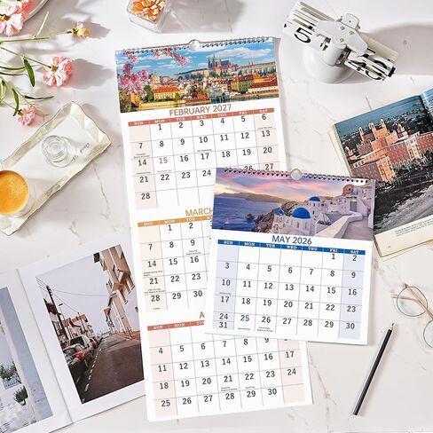 2026 Calendar, 3 Month Wall Calendar 2026 Vertical, 11" x 26"(when opened), December 2025 - January 2027, Move-A-Page, Wall Calendar 2026 for Organizing & Planning, Busy Families, Office, Kitchen in Kuwait
