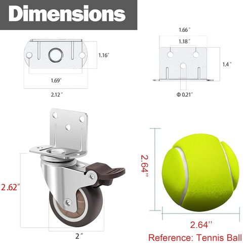 عجلات تثبيت جانبية مقاس 2 بوصة، عجلات مطاطية دوارة صغيرة على شكل حرف L، مجموعة من 4 قطع، مع مكابح، سعة 550 رطلًا، هادئة بدون خدش للأثاث وسرير الأطفال وطاولة خزانة المطبخ ومشاريع DIY in Kuwait