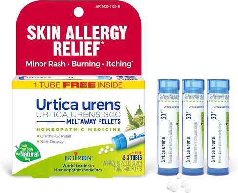 Boiron Urtica Urens 30C Homeopathic Medicine for Skin Allergy Relief with Itching, Minor Rash, or Burning - 3 Count (240 Pellets) in Kuwait