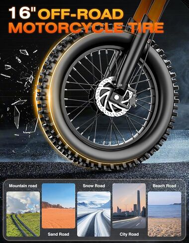 Misodo Electric Dirt Bike for Adults Teens, 4500W Peak Motor, 40 MPH, 100Mile, 48V/25Ah Battery, 45° Slope, Dual Hydraulic Brakes, Full Suspension, All-Terrain Electric Motorcycle, 16" Off-Road E-Bike in Saudi Arabia