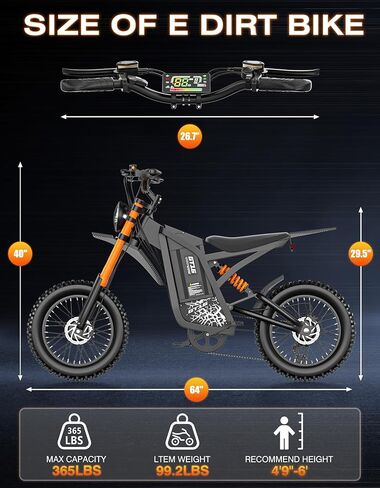 Misodo Electric Dirt Bike for Adults Teens, 4500W Peak Motor, 40 MPH, 100Mile, 48V/25Ah Battery, 45° Slope, Dual Hydraulic Brakes, Full Suspension, All-Terrain Electric Motorcycle, 16" Off-Road E-Bike in Saudi Arabia