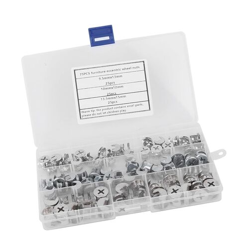 75Pcs Carbon Steel Cam Nut Furniture Connect Nuts Set, Fastener Hardware Tools for Panel Furniture, Cabinets, Wardrobes with No Edges in Saudi Arabia