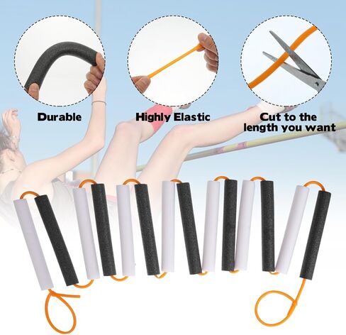 2Pack Elastic Krossband Crossbar,13Ft High Jump Training Equipment,Foldable Gymnastics Bar,Long High Jumping Bungee Elastic Crossbar,Pole Vault Training Jump Bands for High Jump Practice in Saudi Arabia