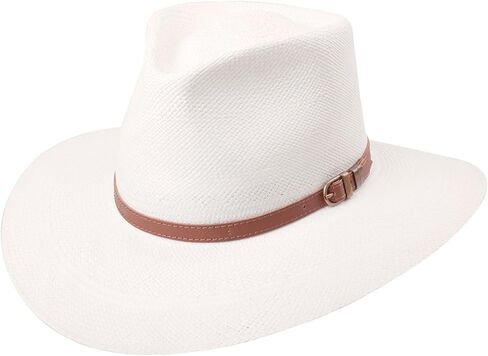أستراليا TE الأصلي Panama Hat Grade 3 Toquilla Straw Seardrop شكل تفاصيل الجلود المعاد تدويرها | كلاسيكي in Kuwait