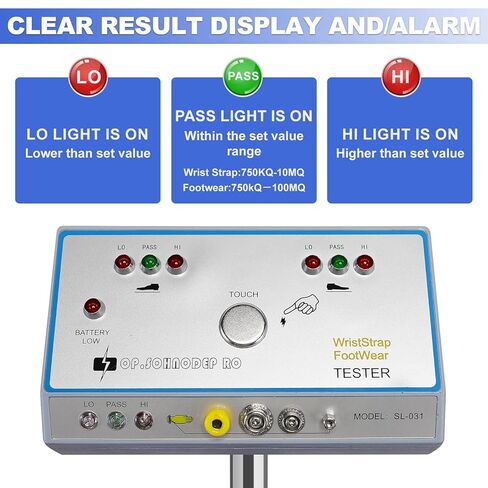 HNZXIB SL-031 ESD Tester Compatible with Anti Static Wrist Strap & Footwear, 3-Color Indicator Alarm Tool, Human Body Comprehensive Static Tester for Electronics Workshop ESD Check in Saudi Arabia