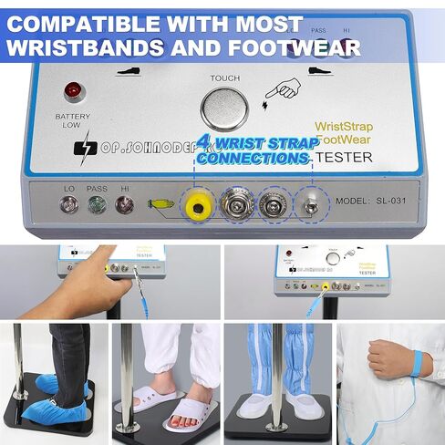 HNZXIB SL-031 ESD Tester Compatible with Anti Static Wrist Strap & Footwear, 3-Color Indicator Alarm Tool, Human Body Comprehensive Static Tester for Electronics Workshop ESD Check in Saudi Arabia