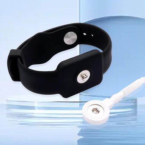 حزام معصم مضاد للكهرباء الساكنة، شريط تأريض ESD مقاس 9 بوصة قابل للتعديل على شكل زر من السيليكون الموصل، متوافق مع موصلات كبس 3.5 مم لإصلاح وتجميع الإلكترونيات، أسود in Kuwait