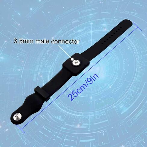 حزام معصم مضاد للكهرباء الساكنة، شريط تأريض ESD مقاس 9 بوصة قابل للتعديل على شكل زر من السيليكون الموصل، متوافق مع موصلات كبس 3.5 مم لإصلاح وتجميع الإلكترونيات، أسود in Kuwait