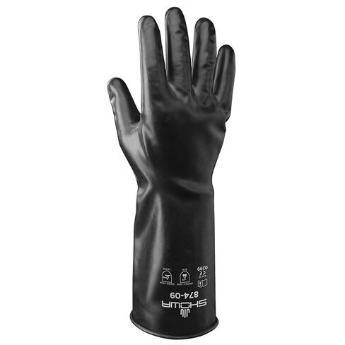 SHOWA 874 Butyl Chemical Resistant Safety Glove with Smooth Grip, Unlined, 14 mil Thick, 14" Length, Medium (1 Pair) in Saudi Arabia