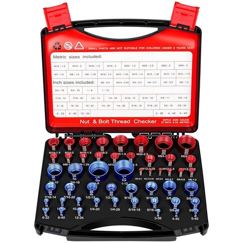 مجموعة فحص الخيوط 50 قطعة، SAE ومقياس صواميل ومسمار متري مع حقيبة، 27 مقياس إمبراطوري و23 متري لحجم المسمار للمناطق الضيقة والصعبة in Kuwait