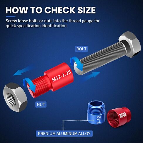 مجموعة فحص الخيوط 50 قطعة، SAE ومقياس صواميل ومسمار متري مع حقيبة، 27 مقياس إمبراطوري و23 متري لحجم المسمار للمناطق الضيقة والصعبة in Kuwait