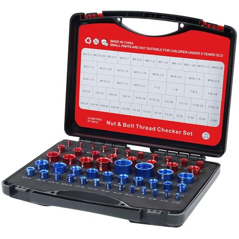 Thread Gauge Tool Set, 50 Pieces, Inch & Metric Sizes, Red & Blue Aluminum Alloy in Saudi Arabia