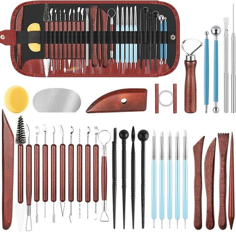 12PCS Pottery Tools Kit, Polymer Clay Tools Set for Sculpting, Air Dry Clay Tools, Ceramic Tools for Carving, Modeling, Molding, Shaping, Dotting, Trimming, Arts Crafts Supplies, Adults, Beginners in Kuwait