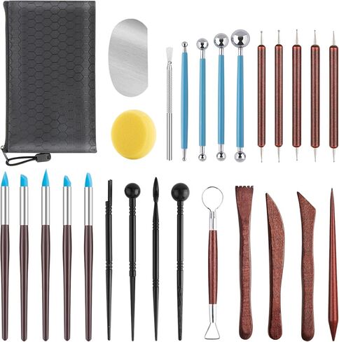 12PCS Pottery Tools Kit, Polymer Clay Tools Set for Sculpting, Air Dry Clay Tools, Ceramic Tools for Carving, Modeling, Molding, Shaping, Dotting, Trimming, Arts Crafts Supplies, Adults, Beginners in Kuwait