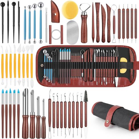 12PCS Pottery Tools Kit, Polymer Clay Tools Set for Sculpting, Air Dry Clay Tools, Ceramic Tools for Carving, Modeling, Molding, Shaping, Dotting, Trimming, Arts Crafts Supplies, Adults, Beginners in Kuwait