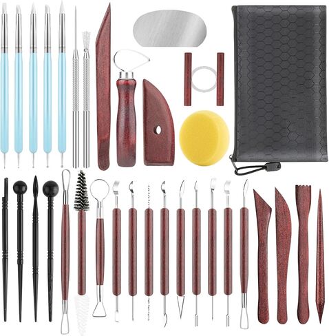 12PCS Pottery Tools Kit, Polymer Clay Tools Set for Sculpting, Air Dry Clay Tools, Ceramic Tools for Carving, Modeling, Molding, Shaping, Dotting, Trimming, Arts Crafts Supplies, Adults, Beginners in Kuwait