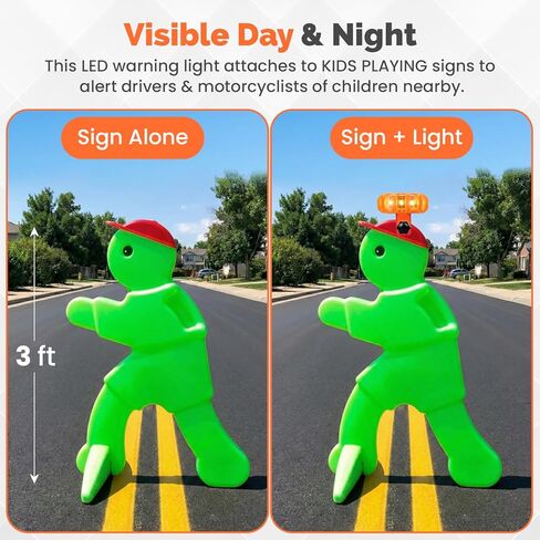 Kids at Play Safety Sign Light, Works in the Day time and at Night, Mounts on Caution Slow Down Children Playing Posters and Other Types of Signs, Makes Kid Alert Signs More Visible. Waterproof. in Saudi Arabia