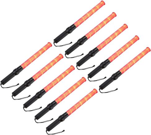 PATIKIL 21 Inch Traffic Wands, 10 Pcs 2 Flashing Modes LED Warning Light Police Signal Controller with Wrist Lanyard for Car Direct, Traffic, Airport, Parking Guide, Green in Kuwait