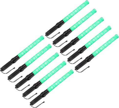 PATIKIL 21 Inch Traffic Wands, 10 Pcs 2 Flashing Modes LED Warning Light Police Signal Controller with Wrist Lanyard for Car Direct, Traffic, Airport, Parking Guide, Green in Kuwait