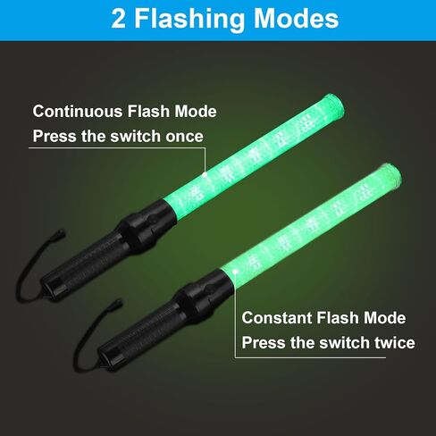 PATIKIL 21 Inch Traffic Wands, 10 Pcs 2 Flashing Modes LED Warning Light Police Signal Controller with Wrist Lanyard for Car Direct, Traffic, Airport, Parking Guide, Green in Kuwait