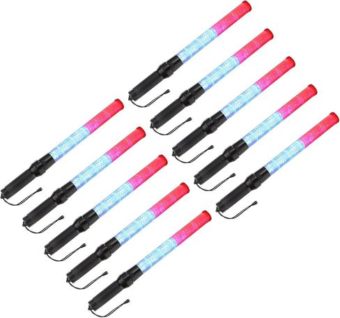 PATIKIL 21 Inch Traffic Wands, 10 Pcs 2 Flashing Modes LED Warning Light Police Signal Controller with Wrist Lanyard for Car Direct, Traffic, Airport, Parking Guide, Green in Kuwait
