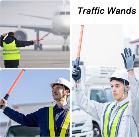 PATIKIL 21 Inch Traffic Wands, 10 Pcs 2 Flashing Modes LED Warning Light Police Signal Controller with Wrist Lanyard for Car Direct, Traffic, Airport, Parking Guide, Green in Kuwait