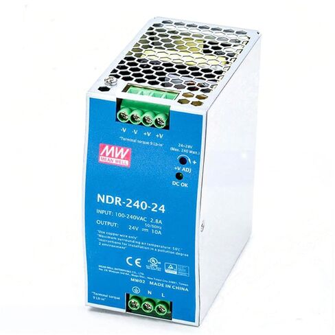 NDR-240-24: Highly Efficient and Reliable 24VDC / 10A / 240W DIN Rail Power Supply for Various Industrial Applications in Kuwait