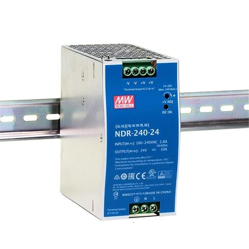 NDR-240-24: Highly Efficient and Reliable 24VDC / 10A / 240W DIN Rail Power Supply for Various Industrial Applications in Kuwait