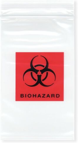 Plymor 3" x 5" (Pack of 100), 2 Mil Biohazard Zipper Reclosable Bags in Saudi Arabia