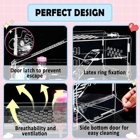 kathson Dwarf Hamster Cage Transparent Hamsters Cages and Habitats Gerbils Acrylic Cage Cute Mini Pet Habitat with Accessories Exercise Wheel Water Bottle Food Bowl for Small Animal Blue in Kuwait