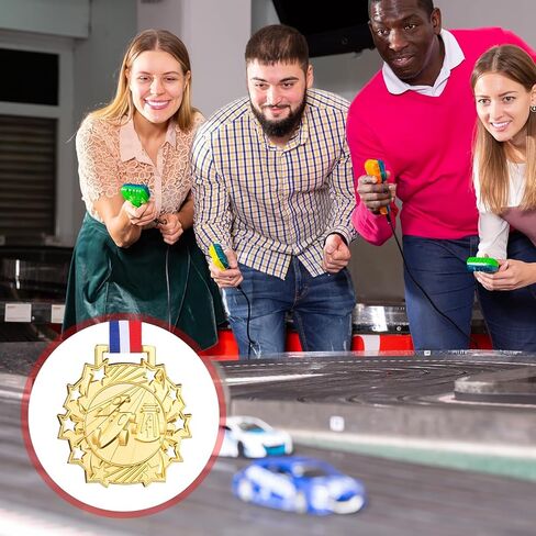 Cunno 15 Pcs Derby Medals with Award Certificate Race Car Trophy Gold Metal Award Medal with Neck Ribbon Prizes Winner Champion Trophies Prize Event Tournament Gifts in Saudi Arabia