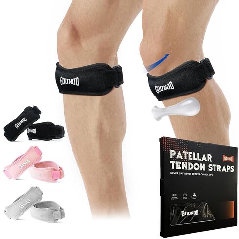 حزمة دعم الأوتار Gounod Patellar 2 ، حزام الركبة لتخفيف آلام الركبة ، فرقة الرضفة لكرة السلة ، ركبة اللاعبين ، التهاب الأوتار ، الجري ، المشي لمسافات طويلة ، كرة القدم ، Osgood Schlatter （Black） in Kuwait