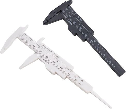 مقياس فرجار بلاستيكي منزلق 80 مم، أداة قياس محمولة خفيفة الوزن ميكرومتر لعمق سمك الأبعاد الدقيق، أسود أبيض in Kuwait