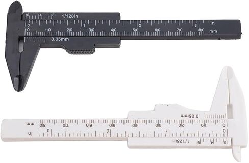 مقياس فرجار بلاستيكي منزلق 80 مم، أداة قياس محمولة خفيفة الوزن ميكرومتر لعمق سمك الأبعاد الدقيق، أسود أبيض in Kuwait