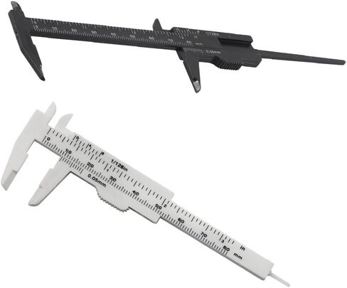 مقياس فرجار بلاستيكي منزلق 80 مم، أداة قياس محمولة خفيفة الوزن ميكرومتر لعمق سمك الأبعاد الدقيق، أسود أبيض in Kuwait