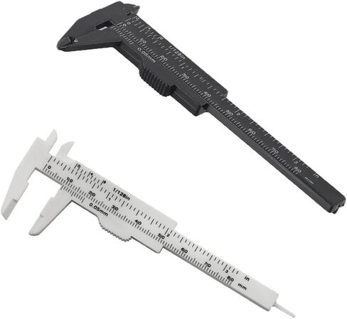 مقياس فرجار بلاستيكي منزلق 80 مم، أداة قياس محمولة خفيفة الوزن ميكرومتر لعمق سمك الأبعاد الدقيق، أسود أبيض in Kuwait