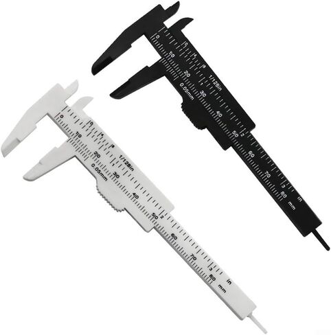 مقياس فرجار بلاستيكي منزلق 80 مم، أداة قياس محمولة خفيفة الوزن ميكرومتر لعمق سمك الأبعاد الدقيق، أسود أبيض in Kuwait