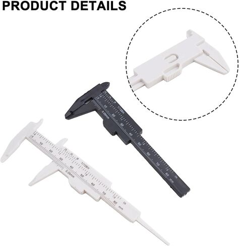 مقياس فرجار بلاستيكي منزلق 80 مم، أداة قياس محمولة خفيفة الوزن ميكرومتر لعمق سمك الأبعاد الدقيق، أسود أبيض in Kuwait