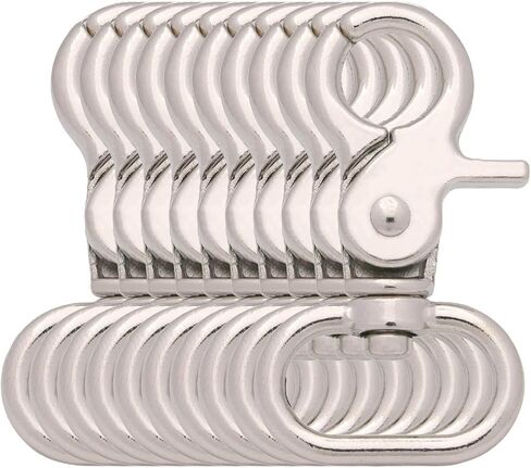 BIKICOCO مشبك زنبركي دوار بمشبك مخلب جراد البحر مقاس 1-1/2 بوصة، مشبك زنبركي، نهاية بحلقة بيضاوية، معدني - عبوة من 10 قطع in Kuwait