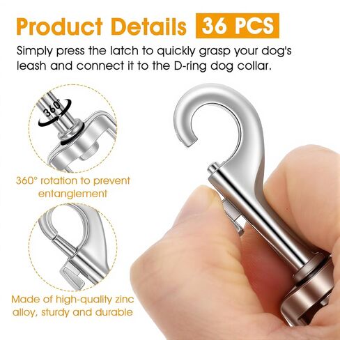 36 قطعة خطافات دوارة، مشبك علم شديد التحمل مقاس 2.76 بوصة، خطافات مشبك ذات طرف واحد، مقود الكلب مشبك متعدد الأغراض لكاميرا سلسلة مفاتيح طوق الحيوانات الأليفة (فضي) in Kuwait