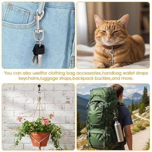 36 قطعة خطافات دوارة، مشبك علم شديد التحمل مقاس 2.76 بوصة، خطافات مشبك ذات طرف واحد، مقود الكلب مشبك متعدد الأغراض لكاميرا سلسلة مفاتيح طوق الحيوانات الأليفة (فضي) in Kuwait