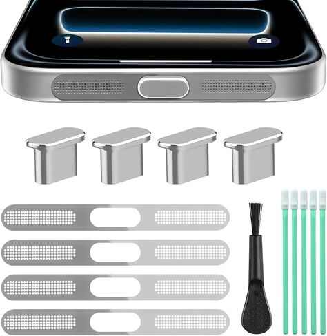 4 Pack iPhone Dust Plug kit Lightning Port Plug with Phone Speaker Cover Compatible with iPhone 14, 13,12,11, Pro, Max Series Protector Charging Port Dust Cover in Saudi Arabia